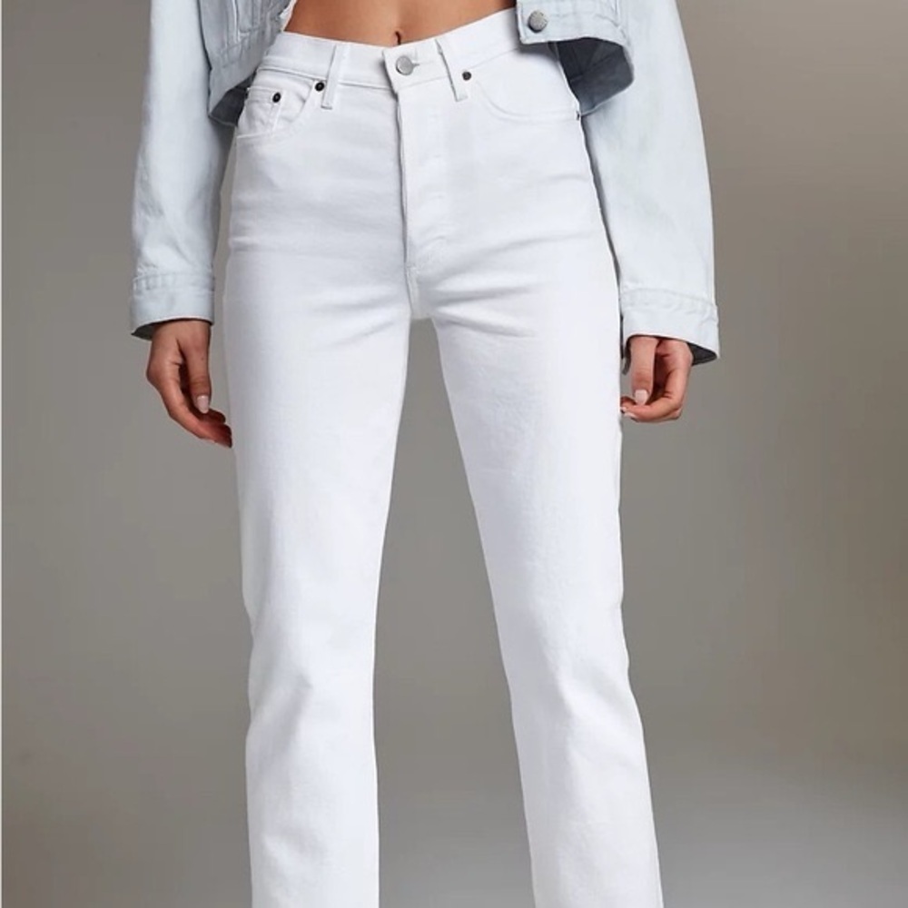 Aritzia Denim Forum The Arlo High Rise Straight 28L Jeans White - Picture 7 of 8